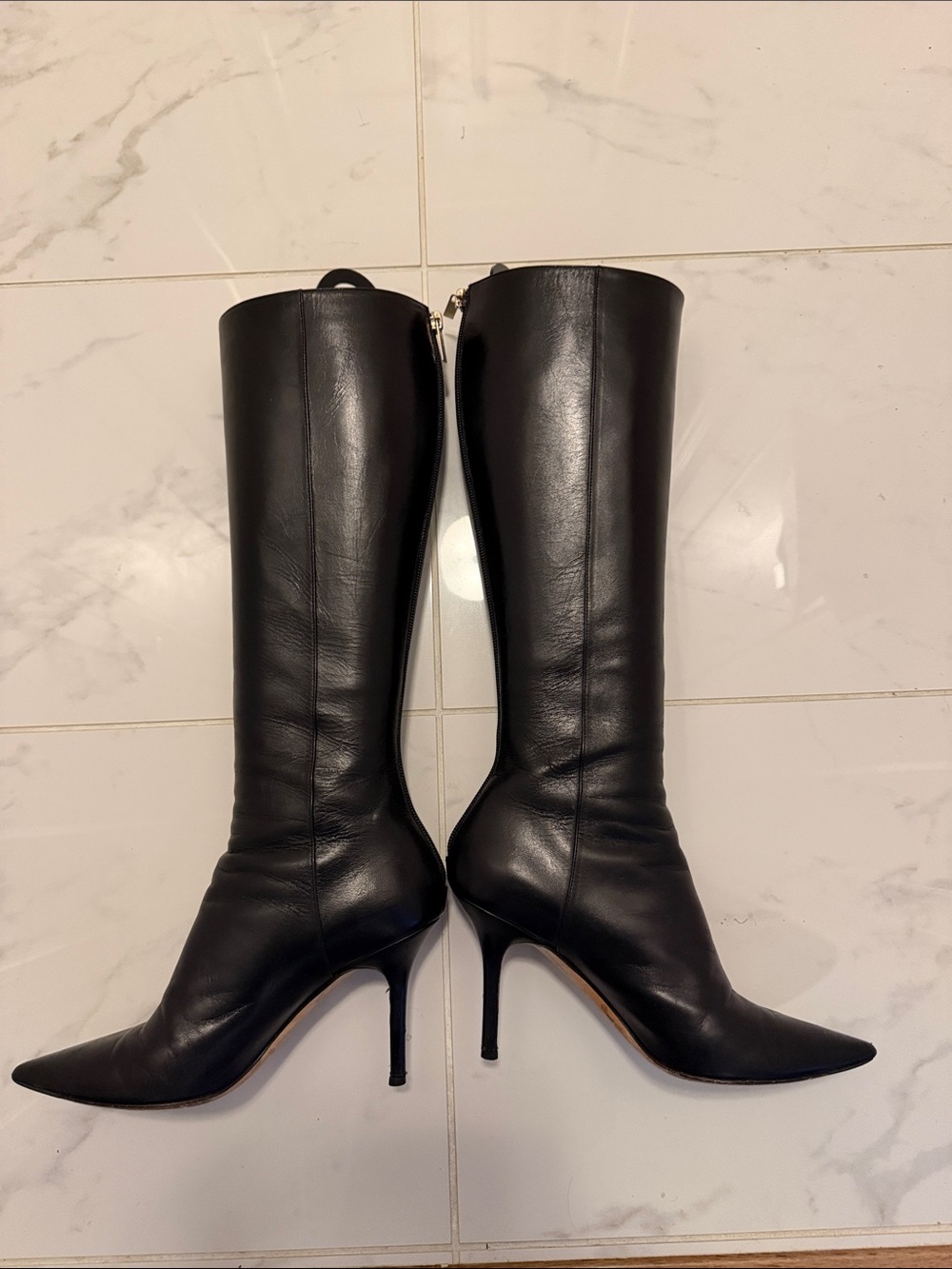 Jimmy Choo Black Over-the-Knee Pointed Toe Boots - Picture 11 of 12